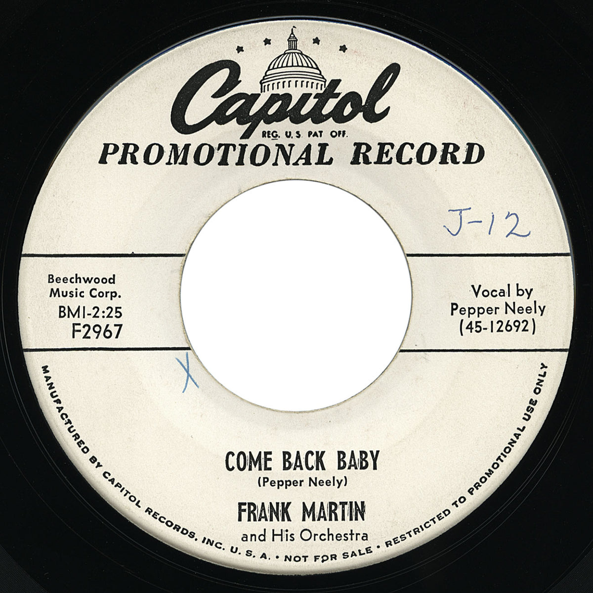 Frank Martin – Come Back Baby – Capitol