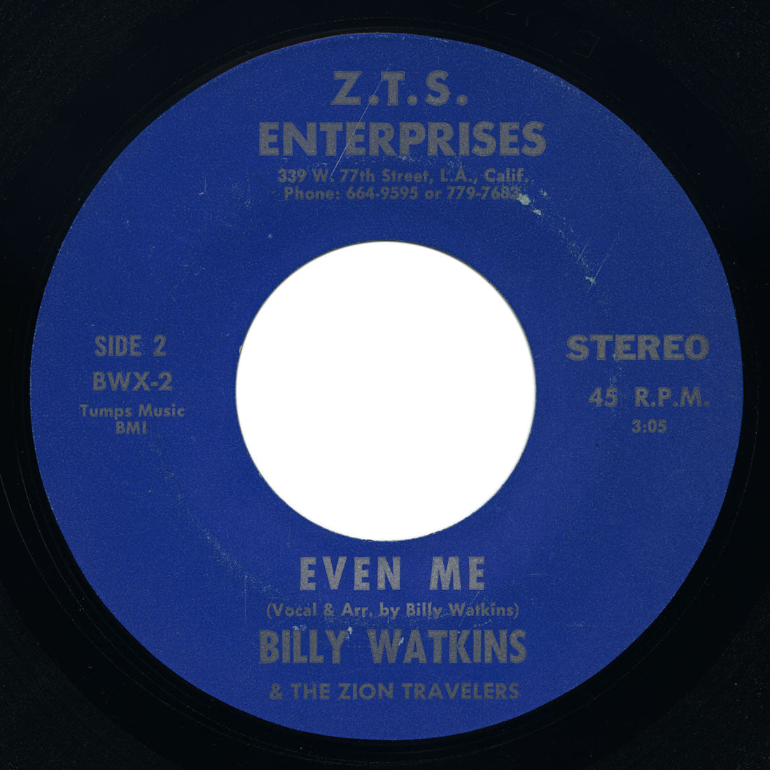Billy Watkins & The Zion Travelers - Two Little Fish / Even Me - Z.T.S.