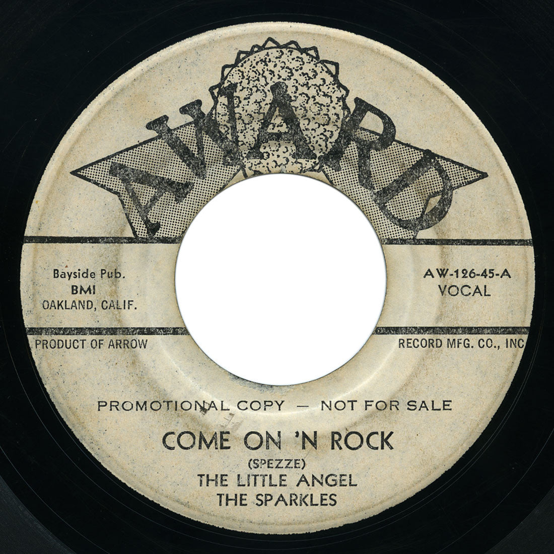 Little Angel and The Sparkles - Come On ‘N Rock / Help Me Baby - Award