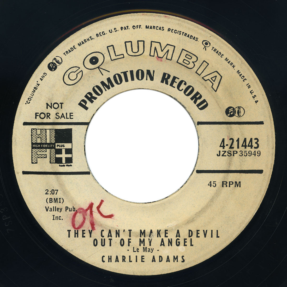 Charlie Adams – Pistol Packin’ Mama Has Laid Her Pistol Down / They Can’t Make A Devil Out Of My Angel – Columbia